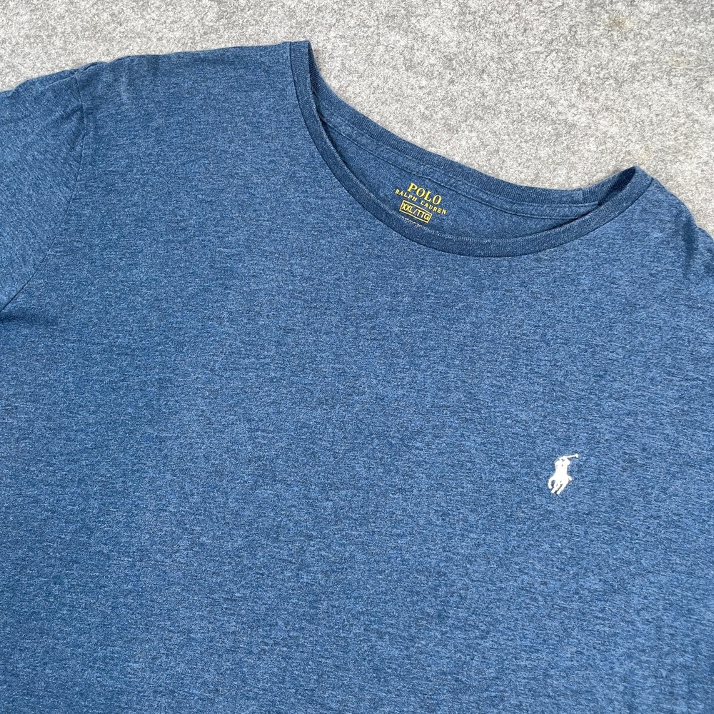 Polo Ralph Lauren Mens T-Shirt XXL Blue Heathered Cotton Pony Logo